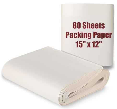 Packpapier zum Umzug, 80 Blatt zum Schutz zerbrechlicher China und Brille, kleines Geschenkpapier für Versand und Umzugskartonfüller, Versandtaschen, ein Muss in Ihrem Umzugszubehör – 38,1 x 30,5 cm