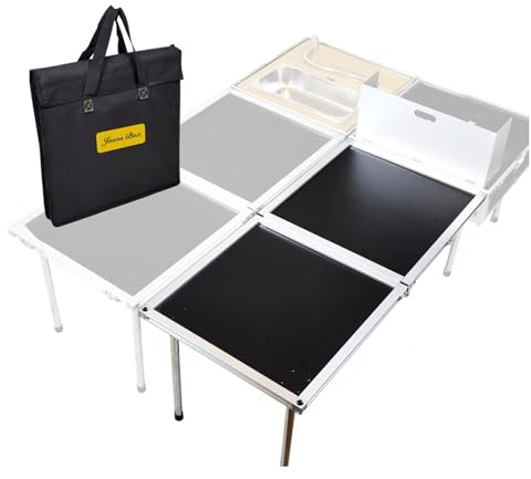 Camping Küche Mit Spüle und Herd Campingbox Mit Rollen Klapptisch Camping Set Outdoor Küche Campingmöbel (Size : Add 1 extra Table)