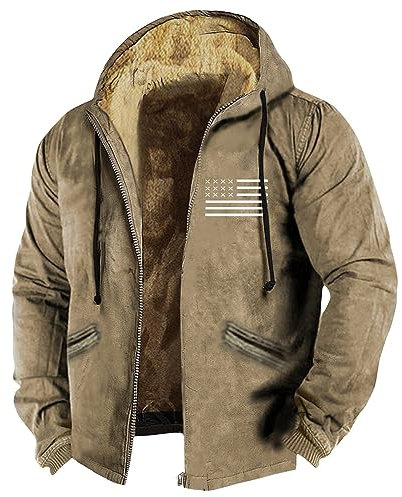 KONG JIMFAN Sweatjacke Herren Fahrradjacke Töpfe Mäntel & Jacken Für Herren Hohe Leder Jacken Herren Herren Jacken Winter Men's Jackets Hoodie Regenhut Herren Hybrid Jacke Herren(Khaki,M)