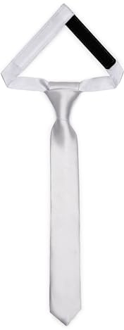 Ladeheid Cravatta per bambini per ragazzi - Look elegante lucido, Pre-legata con chiusura a strappo, Perfetta per occasioni speciali - Cravatta a clip stilosa TKS (31cm x 4cm, Argento)