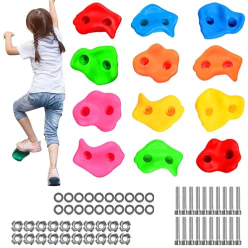 Vllold Muro de Escalada en Roca para niños, Muro de Escalada para niños en Interiores - Coloridos Kits de Agarre para Pared de Escalada | Juego de Juegos para Escalar árboles, fácil de Instalar