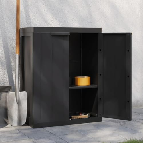 Festnight Kunststoffschrank Abschließbar Balkonschrank Gartenschrank Kunststoff Mehrzweckschrank Multifunktionsschrank Schrank Terrassenschrank Haushaltsschrank Verstellbar Einlegeboden 65x37x85 cm