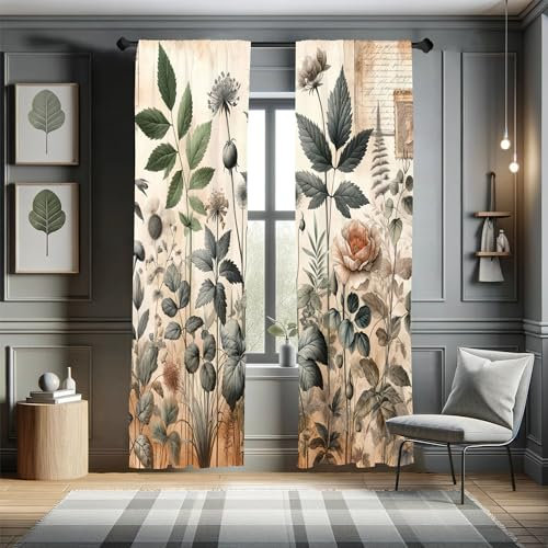 Ambesonne Cortinas vintage para ventana, diseño nostálgico de brujas medievales con tonos apagados, juego de 2 paneles decorativos ligeros y bolsillo para barra, par de 71 x 213 cm, verde laurel