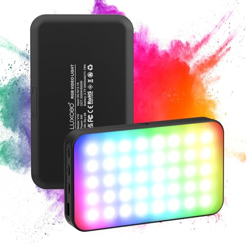 LUXCEO V10 RGB LED Videoleuchte 6W, CRI 95+ LED Kamera Licht 3000K/6000K,3000mAh LED Panel LED,Video Licht Aluminium für Vlog, Videokonferenz,Live-Übertragung, Interview,YouTube