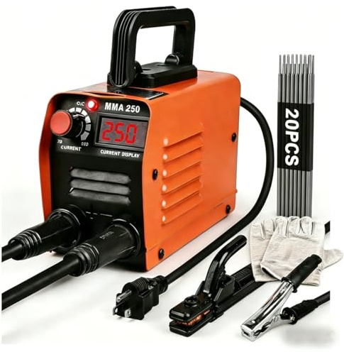 Siasky Mini Welding Machine, Upgraded Welder Machine 110V, Portable Stick Welder MMA-250A, IGBT Inverter Welder with Hot Start, Arc Force, Anti-Stick (20 welding rods)