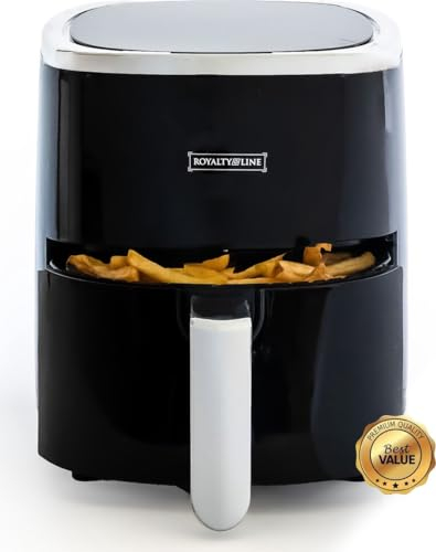 ROYALTY LINE, Freidora de aire digital XL 3,5L 1200W - Cocina saludable con un 80% menos de grasa, pantalla táctil ergonómica, cesta antiadherente extraíble, ideal para familias, negra