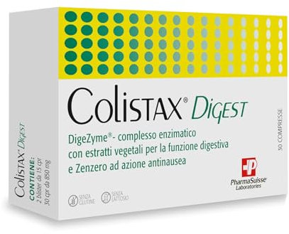 Colistax Digest Integratore Alimentare per la Funzionalità del Tratto Grastrintestinale - a base di estratti vegetali di Papaia, Gambo d’Ananas, Passiflora, Finocchio e Menta e DigeZyme