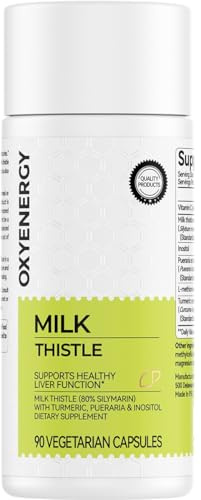 OxyEnergy Silymarin Milk Thistle 300mg Extract with Vitamin C, Inositol & Pueraria, Liver Detox & Repair Support, Antioxidant Support, 90 Vegetarian Capsules