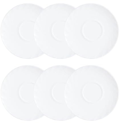 Arcoroc 6 Untertassen Trianon aus Opal, 14,5 cm | Weiß, Opal, runde Form, glänzendes Finish, 14,5 cm