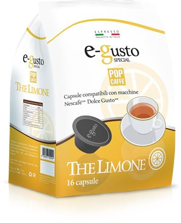 64 POP CAFFE Dolce Gusto THE LIMONE Capsule compatibili con Dolce Gusto Nescafe - 4 Sacchetti da 16 Capsule POP CAFFE E-GUSTO TE al LIMONE –