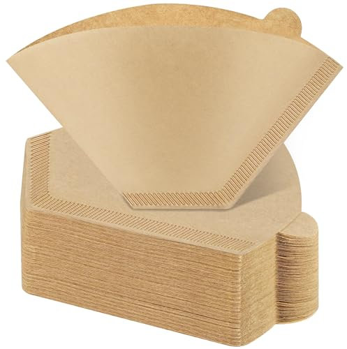 100 Count #4 Cone Coffee Filters 8-12 Cup, Natural Coffee Filters 4 Cone Paper fits for Pour Over and Drip Coffee Maker, Unbleached, Chlorine Free