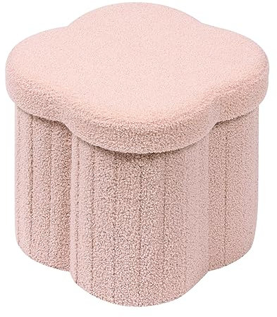 Bonlife Tabouret de Rangement, Petit Pouf Pliable, Coffre de Rangement, pour Salon, Chambre, Dortoir, Rose, 32x32x32 cm