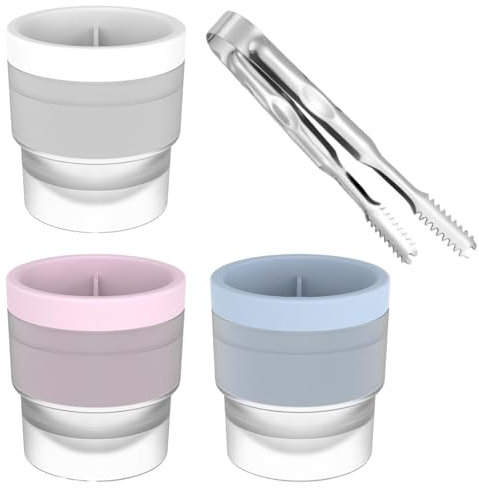 NYGGTYK 3 Piezas De Molde De Hockey sobre Hielo Redondo, Clip De Acero Inoxidable De 1 Pieza, Molde De Cubo De Hielo De Silicona, Moho Reutilizable.