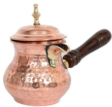 Hervidor turco de cobre de metal para hacer té, café, se puede utilizar en gas, cafetera turca con tapa