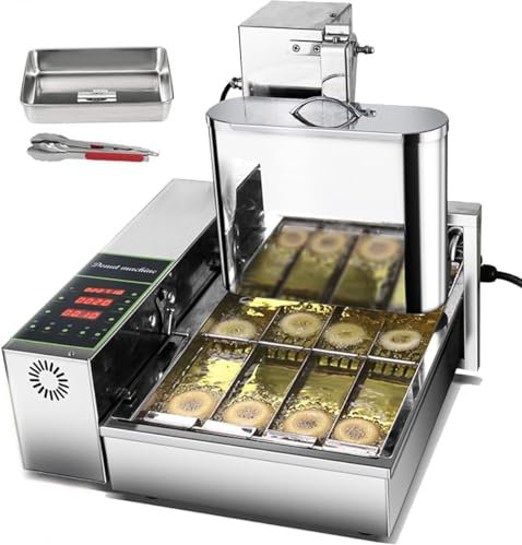 Electric 4 Rows Donut Machine 304 Stainless Steel Donut Fryer Mini Donut Maker with 5.5L Hopper for Catering Industries & Home,220V