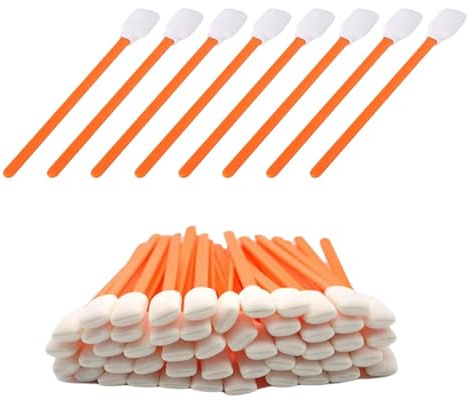 MINZHI 100 stycken rengöringspinnar, rengöring svamp bomullspinnar, rengöringsservetter, svamppinnar, lämpliga för mikroelektronik, optiska produkter, laboratorierengöring osv (orange)