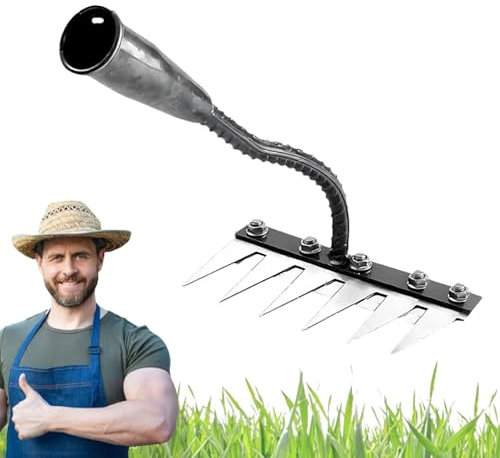 RâTeau De DéSherbage 5/6/7/8 Dents, Rateau De DéSherbage avec Manche pour DéSherbage/Ameublissement du Sol/Semis (6 Dents)