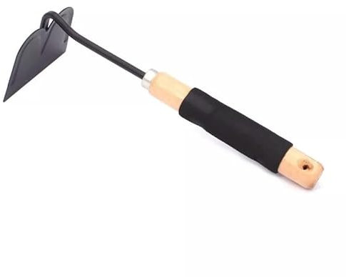 Garden Hand Hoe with Wooden Handle, 30 cm Total Length, Metal Swan Neck Head, Black