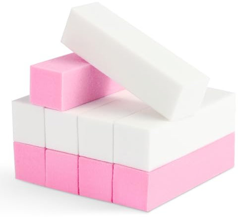Elalove 10 Blocs Polissoirs à Ongles Professionnels (5 Blancs + 5 Roses) - Lime à Ongles 4 Faces Réutilisable pour Manucure/Pédicure - Mousse Douce et Durable pour Salon/À Domicile