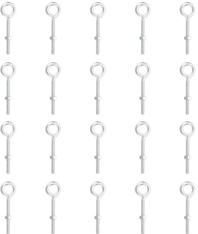 PATIKIL Pernos De Ojo M6x50mm Con Tuercas, 20 Piezas Pernos De Ojo Giratorios De Hombro Para Elevación Tornillos Roscados De Acero Al Carbono Para Cables Alambres Colgar Luces