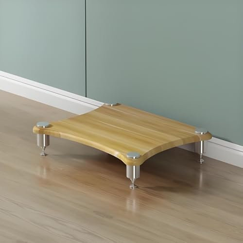 Generisch Moderner AV-Medienständer mit 2/3/4 Ebenen, Audio-Rack mit Eckregal, offener Lagerschrank, bodenstehender Medienständer aus Edelstahl mit stoßdämpfenden Füßen (Beige, 60 x 48 x 10 cm)