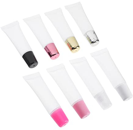 MUCKLILY 8pcs Candy Color Lip Gloss Tubes 15ml Lipstick DIY Containers Wand Applicator for Travel and Daily Use