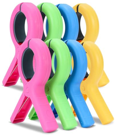 8 PCS Beach Towel Clips for Sun Loungers, Towel Pegs for Sunbed, Strong Windproof Hold for Beach Towels and Outdoor Use, Colorful Set of 13 * 9 * 3 Cm