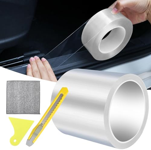 YFLeomry Lackschutzfolie Transparent 10cm x 5m,Universal Lackschutzfolie Auto Schutzfolie Selbstklebend, Schutzfolie Fahrrad mit Schaber, Lackschutzfolien für Auto, Fahrrad, Motorrad, Möbel