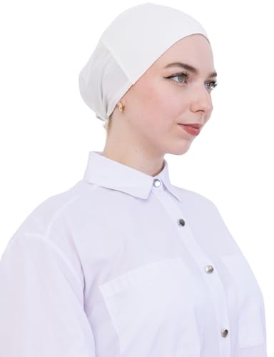 Prien Damen Unterkopftuch aus Baumwolle, Mütze Schal Muslim, Weiche Islamische Kopftuch Bonnet, Hijab für Gebet, Alltag, Sofort Turban für Abaya, Gebetskleidung, Ramadan, Eid