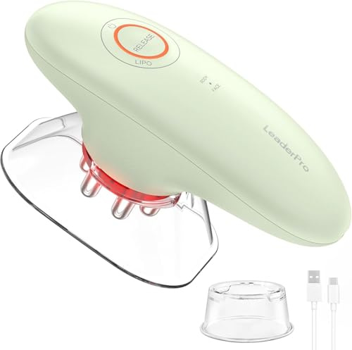 Masajeador Anticelulítico Eléctrico con Ventosas de Vacío, EMS y Luz Roja, 3 Niveles, Efecto Lifting, Masaje Profundo y Drenaje Linfático para Abdomen, Piernas, Glúteos, Brazos y Rostro, Verde