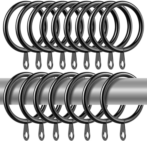 50 Pack Black Curtain Rings with 32mm Inner Diameter, Durable Hanging Rings for Curtain Poles, Shower Curtains, Drapes and Home Decor