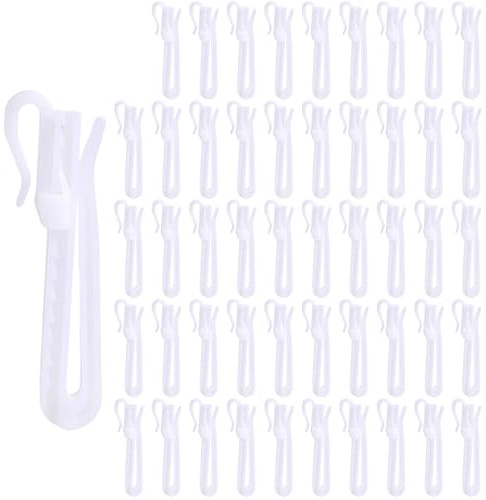 50st Justerbara Gardinkrokar med Plissé, Spärrhakesystem Plast Draperikrokar för Fönster Dörr och Duschdraperier och Plisserade Draperier