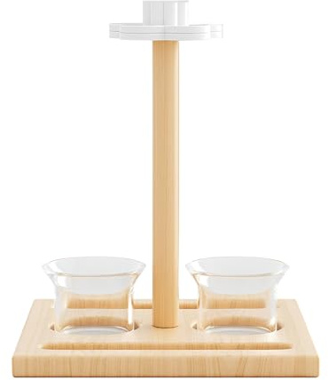 Vogelbarsch-Futterbecher, Käfigkompatibilität, 15X15X15Cm, Futterspender Für Papageien, Käfigspielzeug, Sittich-Barschfutter-Wasser-Futterspender Aus Holz, Einfach Anzubringen Und Zu Reinigen, Fü