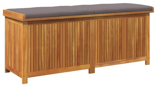 Hommdiy Outdoor-Kissenbox Gartenbox Auflagenbox Wasserdicht Holz 150x50x60 cm Massivholz Akazie