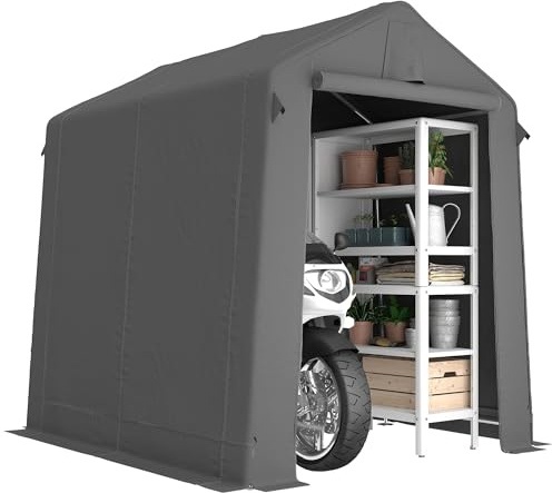 Outsunny Garagenzelt 2,3 x 1,9 m Wasserabweisend mit Belüftung Dunkelgrau | Rollbar Reißverschlusstür, Satteldach, UV-beständig, Gerätezelt, Zeltgarage, Unterstand Lagerzelt für Gartengeräte, Motorrad