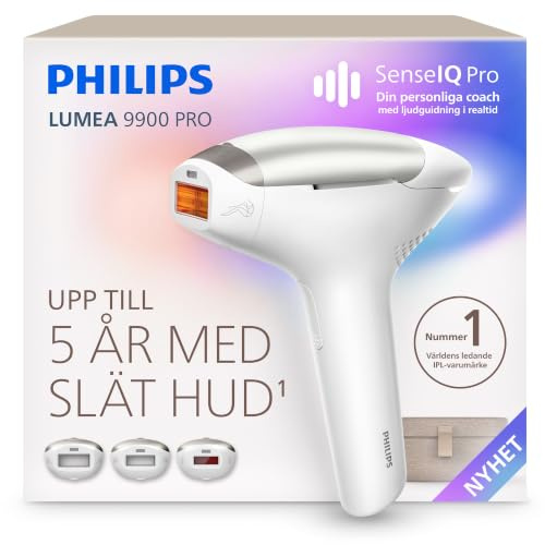 Philips Lumea 9900 Pro IPL-hårborttagningsenhet – långvarigt slät hud, professionellt alternativ till laserhårborttagning, medicinskt säker, tre tillbehör för kropp, ansikte och bikini, BRC331/00