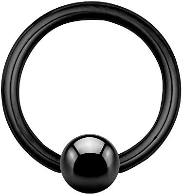 Treuheld® | Klemmkugelring 1,2 mm SCHWARZ - 9 Größen - BCR Piercing (Ball Closure Ring) - Klemmring - mit Kugel - Chirurgenstahl (Edel-Stahl) Septum, Helix, Tragus, Nase, Lippe, Brust, Augenbraue, Ohr