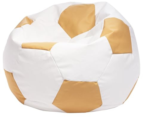 Ecopuf Football Sack M - Durable material pad - Ideal for Football Fans - Pouf Living Room - Velvet Puff Sack for Gaming Chair - 65x45 cm - Canary Yellow E3