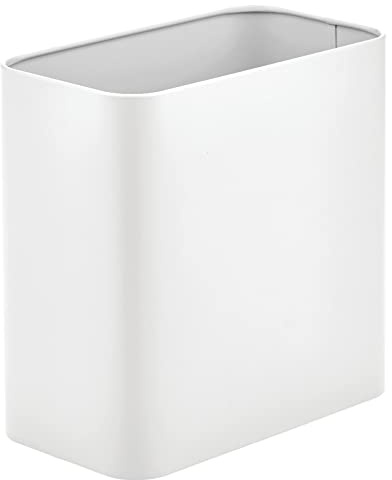 mDesign Kleiner Metall-Abfalleimer für Badezimmer, Mini-Mülleimer für Haupt- oder Gästebad, Schlafzimmer, Garage, Waschküche oder Spielzimmer, Weiß, 1 Stück