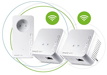 devolo Magic 1 WiFi Mini - Kit de PLC, para Varias Habitaciones, Compacto, para el teletrabajo y la transmisión en Directo, Enchufe francés