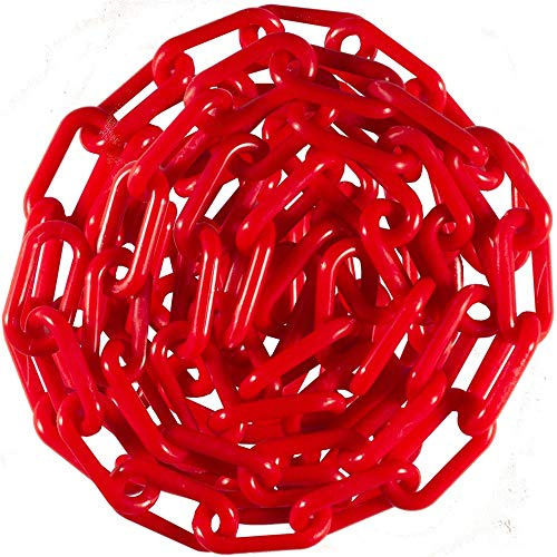 Kunststoff Absperrkette Parkplatz Barriere Straße Kunststoffkette Gefahrenkette Kettenglied Schwarz Rot Weiß Gelb 5 m/8 m/10 m (8 mm x 5 m, rot)