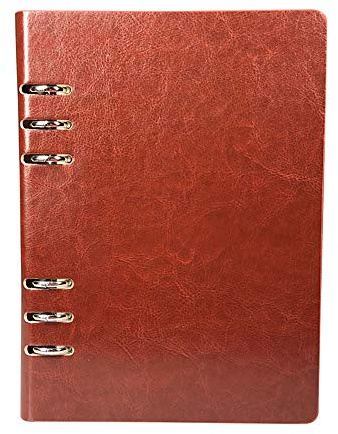 A5 nachfüllbares Notizbuch, PU-Leder, Loseblätter, Notizblock, klassisch, liniert, mit Tasche, für Geschäftstreffen, Reisetagebuch, Hellbraun