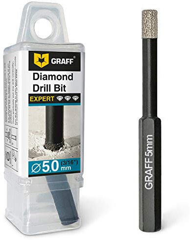 Feinsteinzeug Bohrer 5mm für harte Fliesen Glas Кeramik Granit Stein - Diamantbohrer Fliesenbohrer mit Sechskant GRAFF
