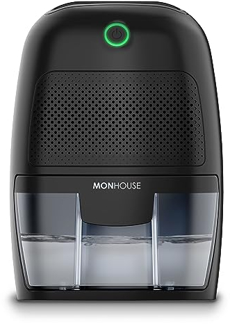 MONHOUSE Dehumidifier 600ml Portable, Compact & Quiet Moisture Absorber - Mini Air Dehumidifier for Home, Bedroom Damp, Car, Office, Garage, Caravan & Basement - Electric Mould Remover - Black