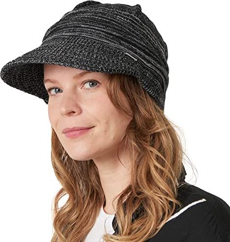 Chapeau Femme Casquette Homme Hiver, Bonnet Chimio Tombant avec Visiere 100% Coton Chaud, Newsboy Visor Cap pour Chemo en Mesh Tricoté