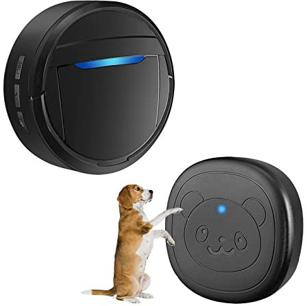 Whimsii Wireless Dog Doorbell, Ring Bell to Go Outside, IP55 Waterproof Buttons, 55 Melodies, 4 Volume Levels & 950ft Range (Black, 1 Receiver 1 Transmitter)