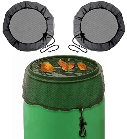 2 serbatoi di acqua piovana, resistente alle intemperie, serbatoio per acqua piovana, copertura di alta qualità con cordino di trazione, 83 cm, impedisce la copertura per zanzare, foglie