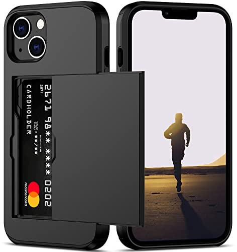 Nvollnoe for iPhone 13 Case with Card Holder Black