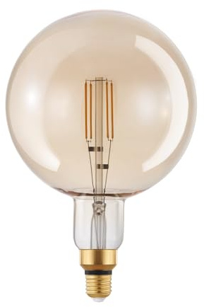Eglo LED E27 dimmerabile, lampadina vintage ambra di grandi dimensioni, globo di luce retrò, 4,5 Watt (equivalente a 40 Watt), 470 Lumen, illuminante bianco caldo, 2200k, G200, Ø 20 cm