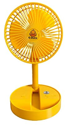 ZXM Retractable Folding Fan Big Wind Portable Storage Desktop Fan USB Electric Fan Folding Fan Desktop Mini Retractable (Color : Yellow)